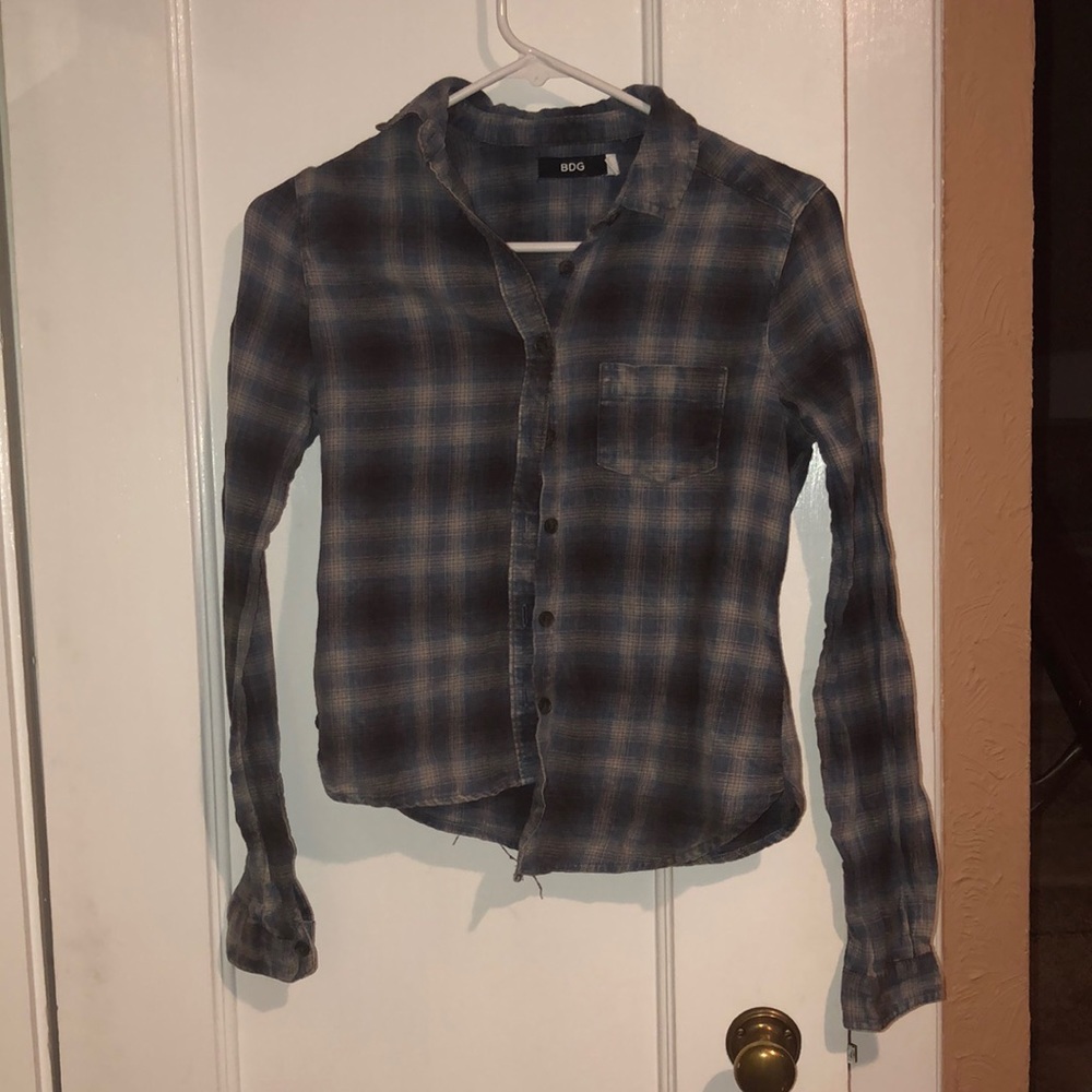 Fitted Blue Plaid Shirt